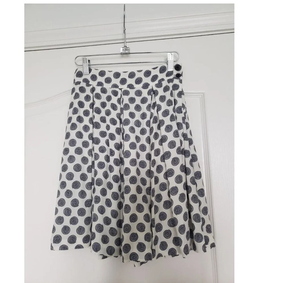 Esprit Swirl Polka Dot Pleated Navy and  White skirt with pockets - Picture 7 of 12